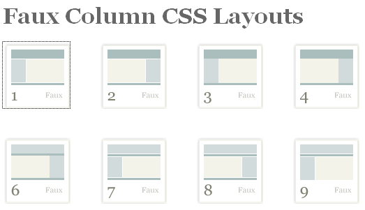 42個のフリーCSSレイアウト-サンプル集「Free Faux Column CSS Layouts 