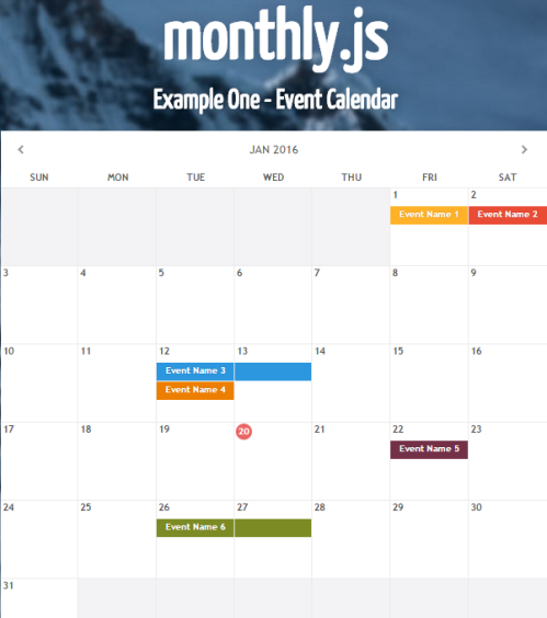 美しいuiの月間イベントカレンダー実装jqueryプラグイン Monthly Js Phpspot開発日誌