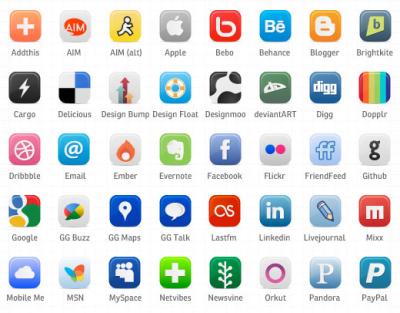 丸 角丸のイラストっぽいソーシャルアイコン１２６個セットがいい感じ Phpspot開発日誌